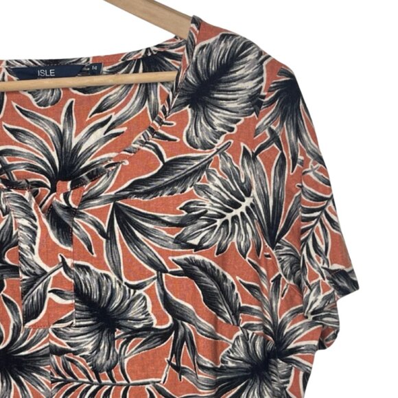 ISLE COLLECTION | Women's Rust Short Sleeve Floral Shift Dress |Size UK 14/US 10 - Picture 3 of 14